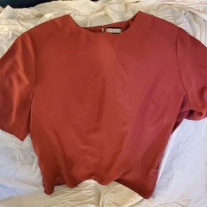 Notations Woman 2x short sleeve blouse burgundy